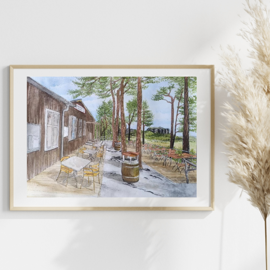 Auf dem Rauenstein / 130 Euro Aquarellgemälde Silvia Böhme Sächsische Schweiz Rauenstein