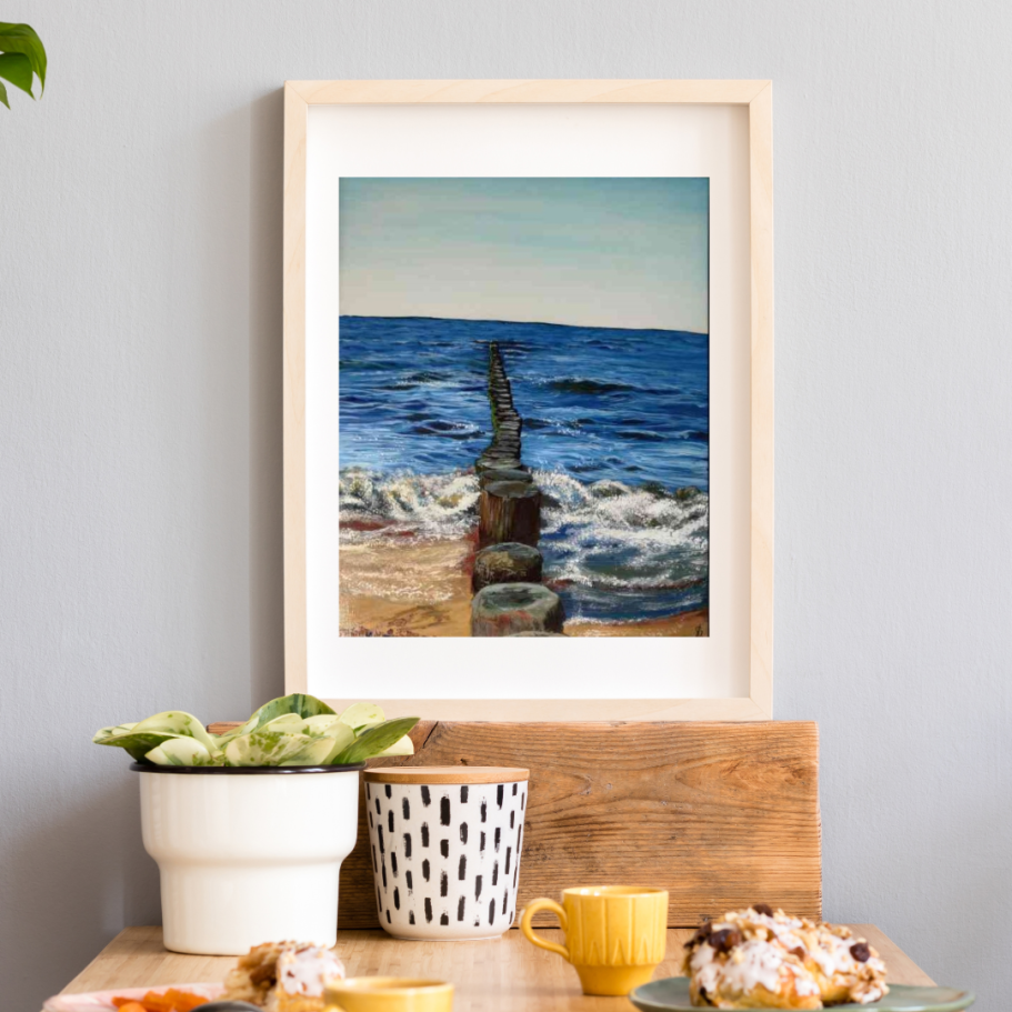 Meeresrauschen / 210 Euro Acrylgemälde Silvia Böhme Ostsee Wellenbrecher Meer
