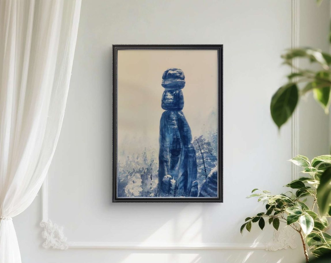 Barbarine im blauen Kleid / 210 Euro Aquarellgemälde Silvia Böhme Sächsische Schweiz Barbarine Pfaffenstein
