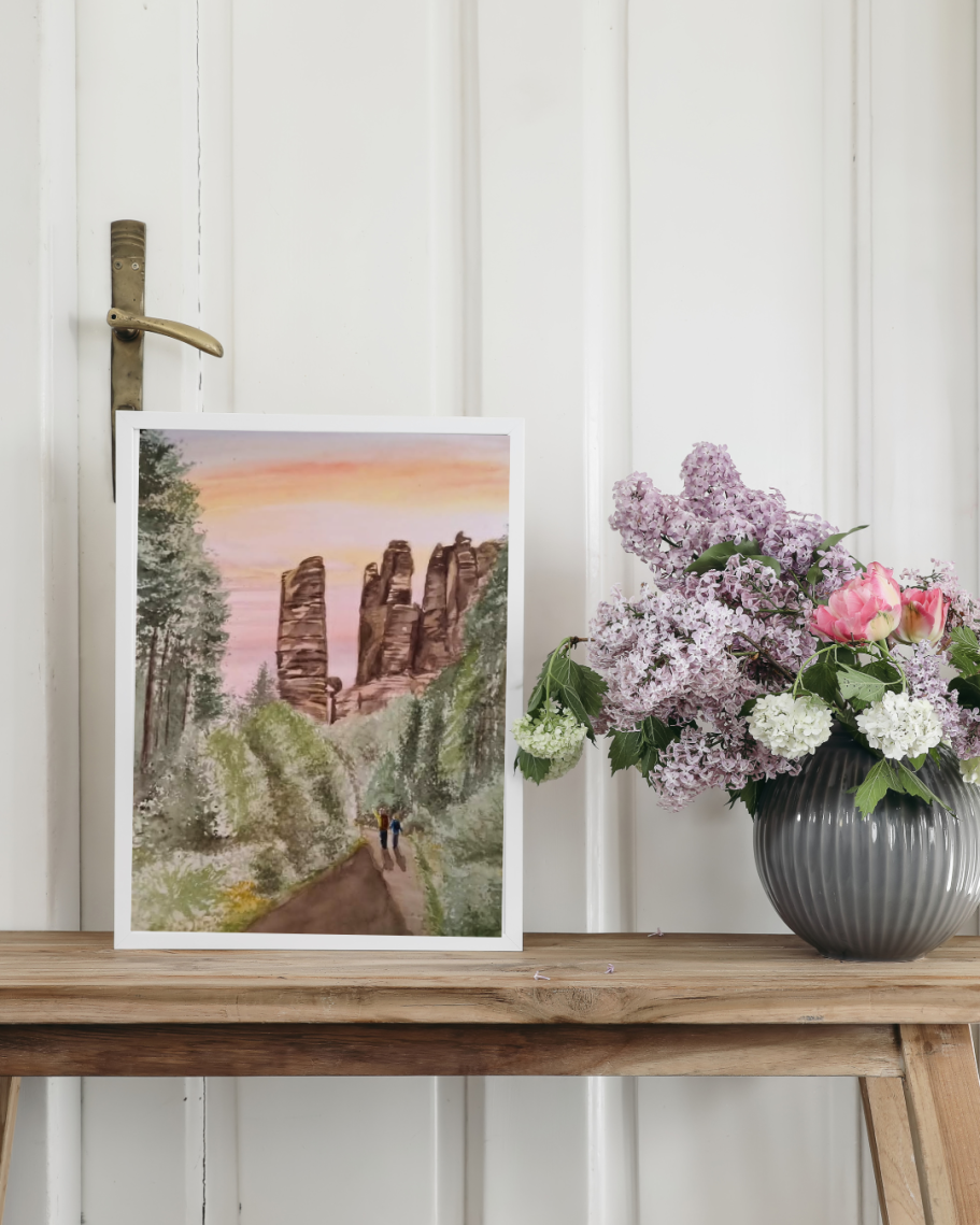 Wanderer zum Bloßstock / 120 Euro Aquarellgemälde Silvia Böhme