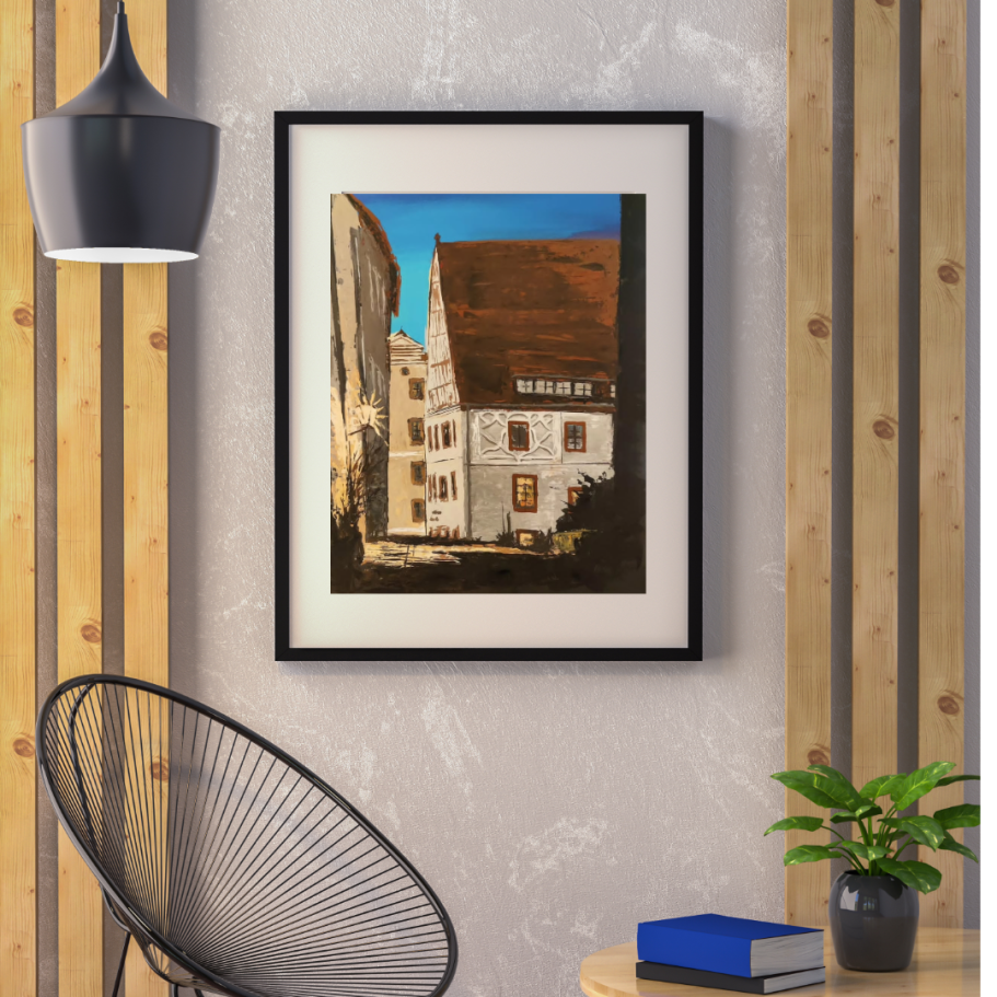 Laternenschein in der Frohngasse / 250 Euro Acrylgemälde Silvia Böhme Pirna Canalettohaus Frohngasse
